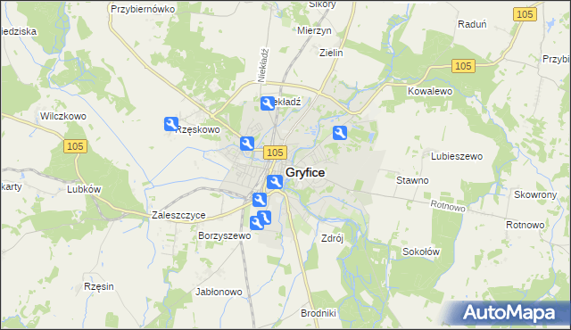 mapa Gryfice, Gryfice na mapie Targeo