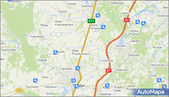 mapa Grzędy gmina Tarczyn, Grzędy gmina Tarczyn na mapie Targeo