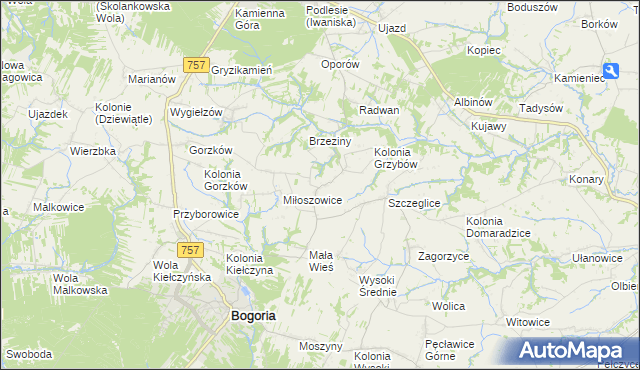 mapa Grzybów gmina Bogoria, Grzybów gmina Bogoria na mapie Targeo