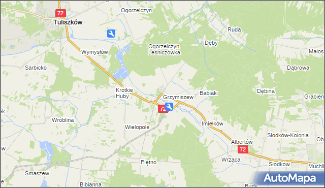 mapa Grzymiszew, Grzymiszew na mapie Targeo