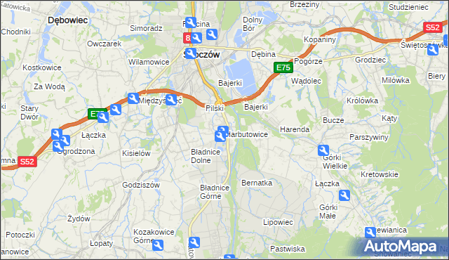 mapa Harbutowice gmina Skoczów, Harbutowice gmina Skoczów na mapie Targeo