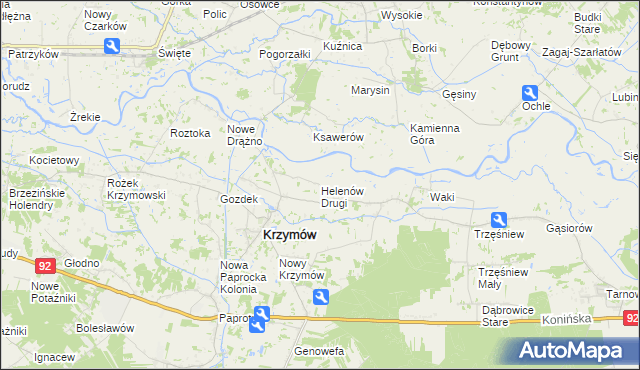 mapa Helenów Drugi gmina Krzymów, Helenów Drugi gmina Krzymów na mapie Targeo