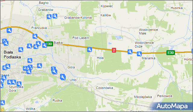 mapa Hola gmina Biała Podlaska, Hola gmina Biała Podlaska na mapie Targeo