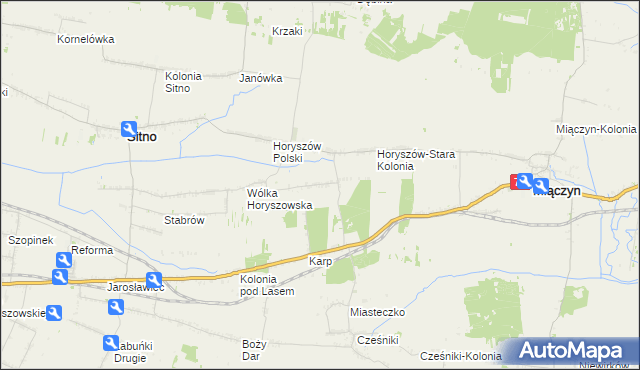 mapa Horyszów-Nowa Kolonia, Horyszów-Nowa Kolonia na mapie Targeo