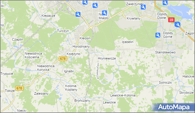 mapa Hryniewicze, Hryniewicze na mapie Targeo