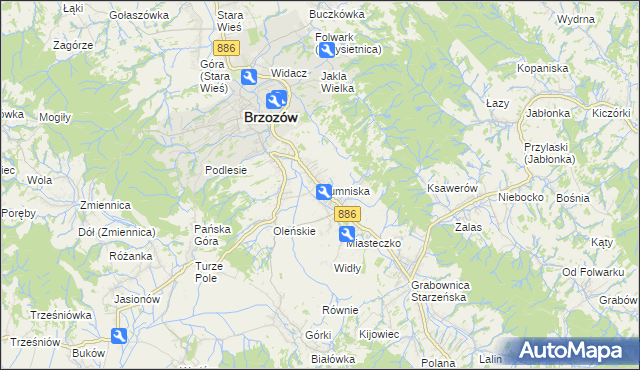 mapa Humniska, Humniska na mapie Targeo