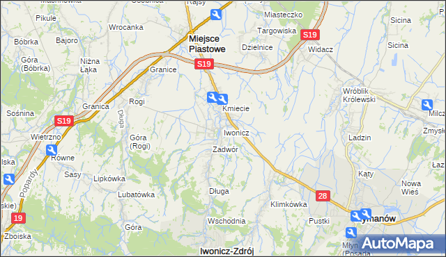 mapa Iwonicz, Iwonicz na mapie Targeo