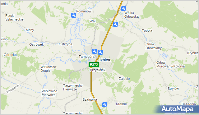 mapa Izbica powiat krasnostawski, Izbica powiat krasnostawski na mapie Targeo