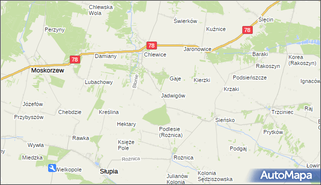 mapa Jadwigów gmina Moskorzew, Jadwigów gmina Moskorzew na mapie Targeo