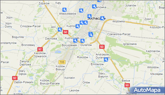 mapa Janówek Duranowski, Janówek Duranowski na mapie Targeo
