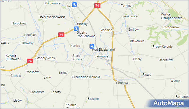 mapa Janowice gmina Ożarów, Janowice gmina Ożarów na mapie Targeo