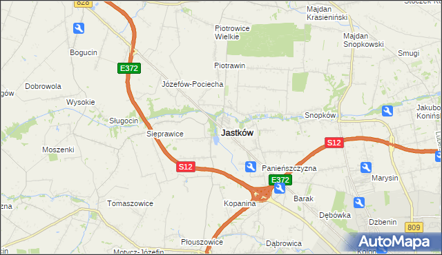 mapa Jastków powiat lubelski, Jastków powiat lubelski na mapie Targeo