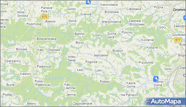 mapa Jastrzębia gmina Ciężkowice, Jastrzębia gmina Ciężkowice na mapie Targeo