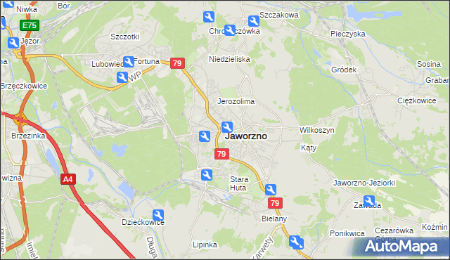 mapa Jaworzno, Jaworzno na mapie Targeo