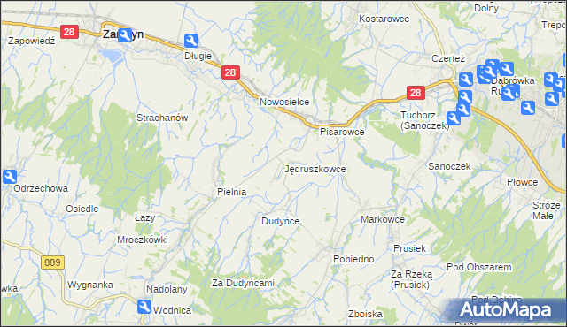 mapa Jędruszkowce, Jędruszkowce na mapie Targeo