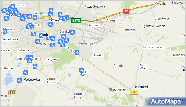 mapa Józefin gmina Kamień, Józefin gmina Kamień na mapie Targeo