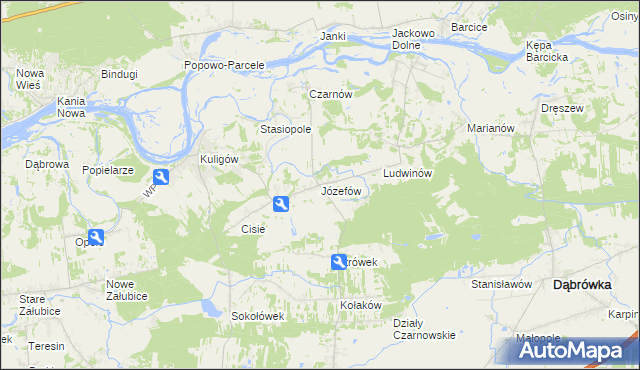 mapa Józefów gmina Dąbrówka, Józefów gmina Dąbrówka na mapie Targeo