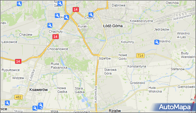 mapa Józefów gmina Łódź, Józefów gmina Łódź na mapie Targeo