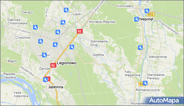 mapa Józefów gmina Nieporęt, Józefów gmina Nieporęt na mapie Targeo