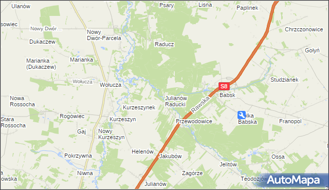 mapa Julianów Raducki, Julianów Raducki na mapie Targeo