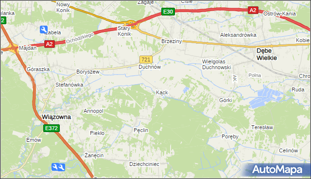 mapa Kąck, Kąck na mapie Targeo