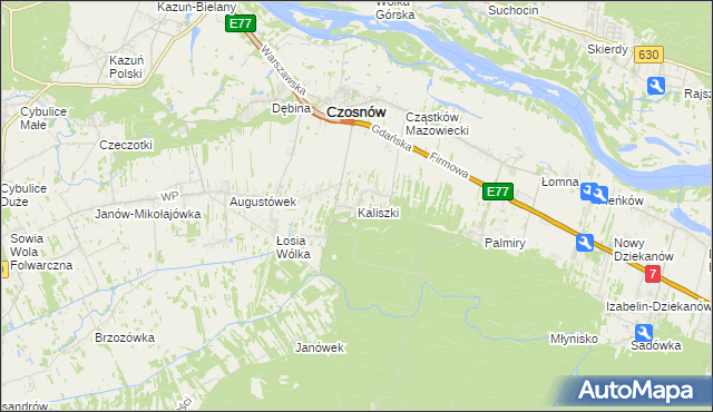 mapa Kaliszki gmina Czosnów, Kaliszki gmina Czosnów na mapie Targeo