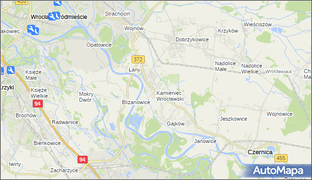 mapa Kamieniec Wrocławski, Kamieniec Wrocławski na mapie Targeo