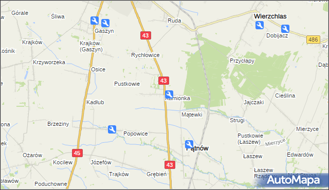 mapa Kamionka gmina Pątnów, Kamionka gmina Pątnów na mapie Targeo
