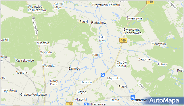 mapa Kania gmina Sieroszewice, Kania gmina Sieroszewice na mapie Targeo