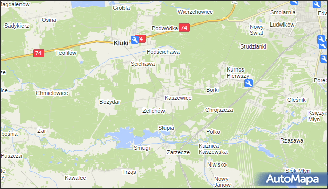 mapa Kaszewice, Kaszewice na mapie Targeo