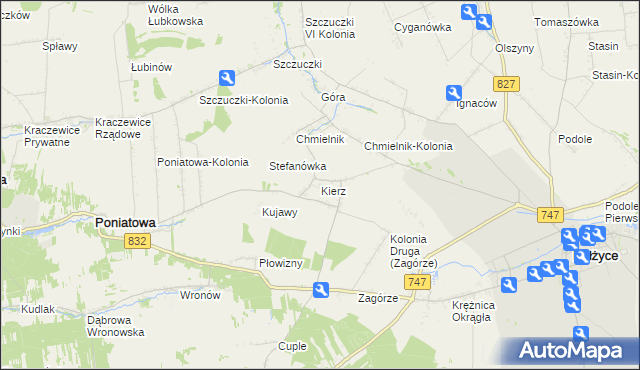 mapa Kierz gmina Bełżyce, Kierz gmina Bełżyce na mapie Targeo