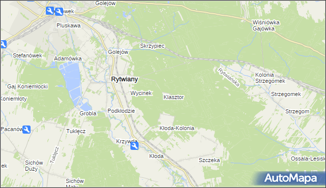 mapa Klasztor gmina Rytwiany, Klasztor gmina Rytwiany na mapie Targeo