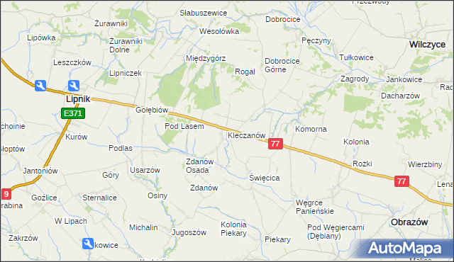 mapa Kleczanów, Kleczanów na mapie Targeo