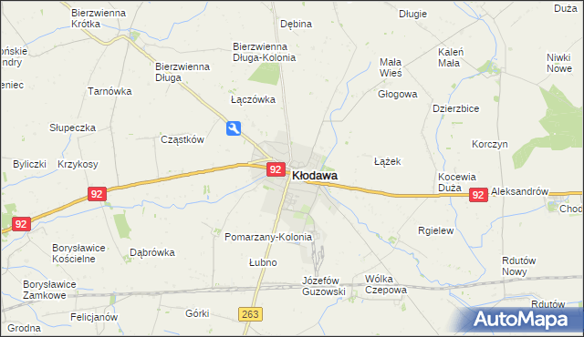 mapa Kłodawa powiat kolski, Kłodawa powiat kolski na mapie Targeo