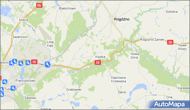 mapa Kłódka gmina Rogóźno, Kłódka gmina Rogóźno na mapie Targeo