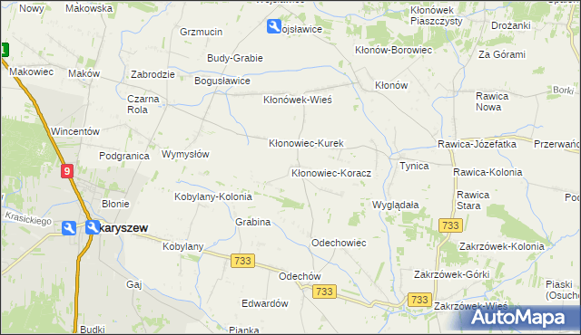 mapa Kłonowiec-Koracz, Kłonowiec-Koracz na mapie Targeo