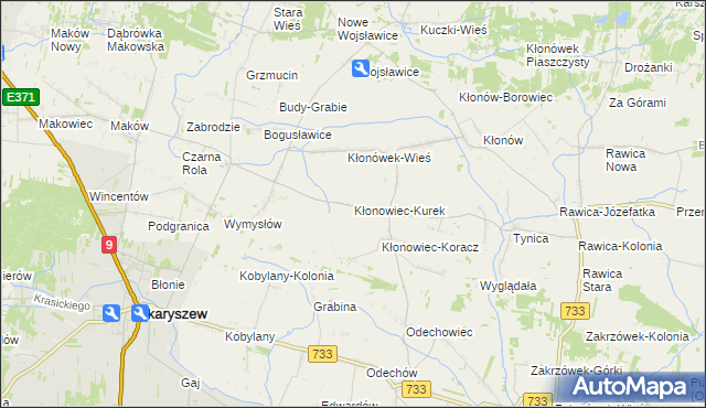 mapa Kłonowiec-Kurek, Kłonowiec-Kurek na mapie Targeo