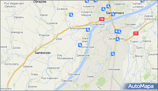 mapa Koćmierzów, Koćmierzów na mapie Targeo