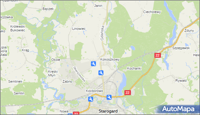 mapa Kokoszkowy, Kokoszkowy na mapie Targeo