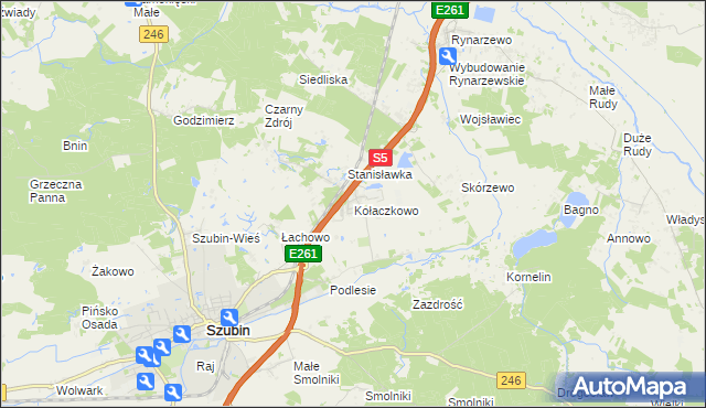 mapa Kołaczkowo gmina Szubin, Kołaczkowo gmina Szubin na mapie Targeo