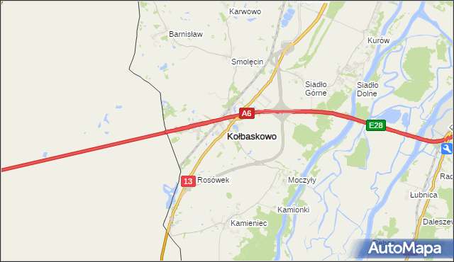 mapa Kołbaskowo, Kołbaskowo na mapie Targeo