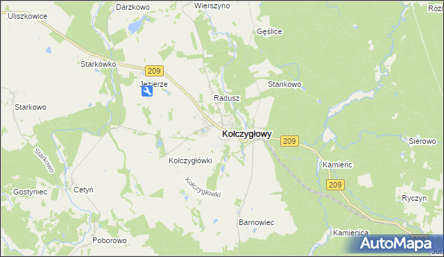 mapa Kołczygłowy, Kołczygłowy na mapie Targeo