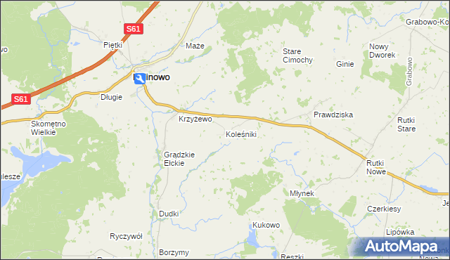 mapa Koleśniki gmina Kalinowo, Koleśniki gmina Kalinowo na mapie Targeo