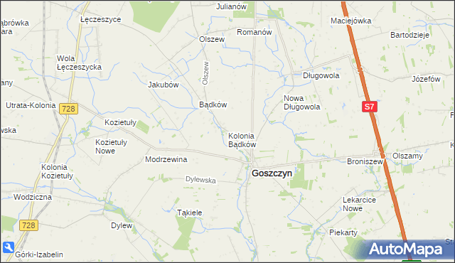 mapa Kolonia Bądków, Kolonia Bądków na mapie Targeo