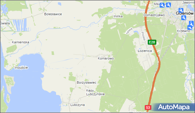mapa Komarowo, Komarowo na mapie Targeo