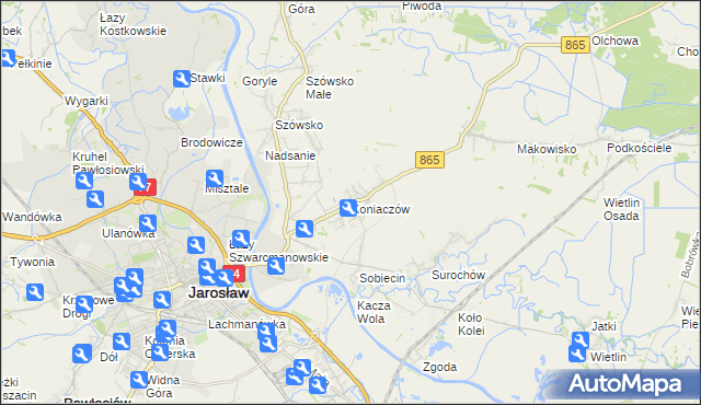 mapa Koniaczów, Koniaczów na mapie Targeo