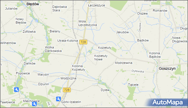 mapa Kozietuły Nowe, Kozietuły Nowe na mapie Targeo