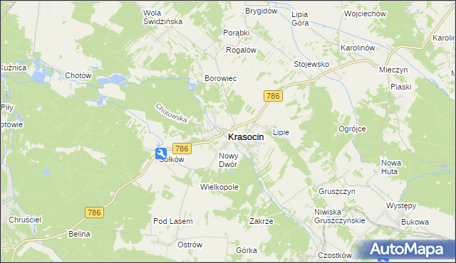 mapa Krasocin, Krasocin na mapie Targeo