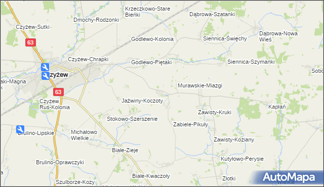 mapa Kraszewo Czarne, Kraszewo Czarne na mapie Targeo