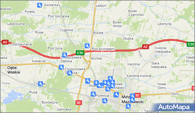 mapa Królewiec gmina Mińsk Mazowiecki, Królewiec gmina Mińsk Mazowiecki na mapie Targeo